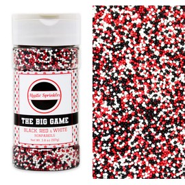 Mystic Sprinkles The Big Game Nonpareil Mix 3.8oz Bottles (Black, Red & White)