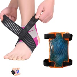 BodyMoves Kid's Ankle Brace Support Plus Hot and Cold Ice Pack (Sweet Pink, MED for Big Kids (US 3.5-7))