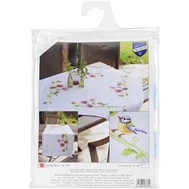 Vervaco Little Birds and Pansies Table Runner Stamped Embroidery Kit, 16" by 40"