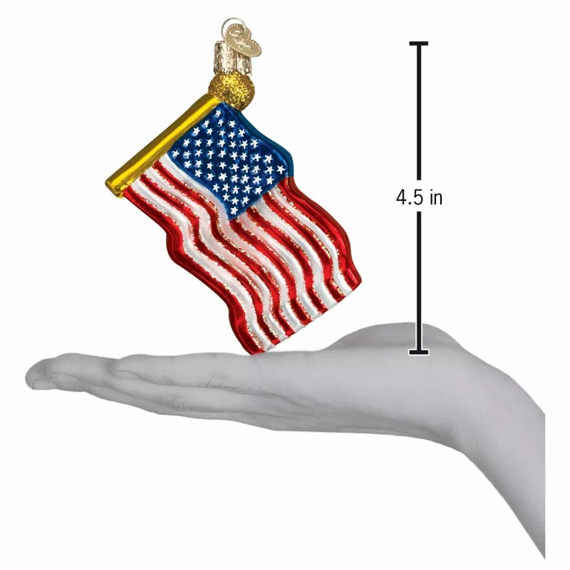 Old World Christmas Star Spangled Banner US Flag Blown Glass