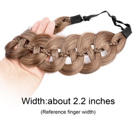 DIGUAN Hollow out wide braid with thin braid Synthetic Hair Braided Headband Hairpiece for Women (Claybank, Wide)