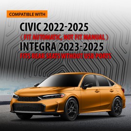 G-PLUS Floor Mats Compatible with Honda Civic 2022-2025 (Fit Automatic, Not Fit Manual),Fit Acura Integra 2023-2025,Fits Rear Seats Wthout USB Ports All Weather Protection TPE Floor Liners 3 Pcs Black