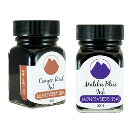 Monteverde 60ml Core Fountain Pen Ink Bottle (30ml Canyon Rust Ink Bottle G309CP, 30ml Malibu Blue Ink Bottle G309MU)