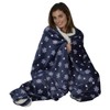 Micro-Pro Navy Snowflake Sherpa Lined Fleece Blanket Throw Cosy Soft