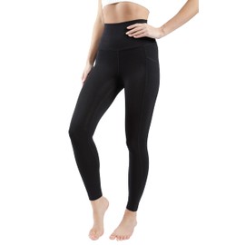 90 Degree By Reflex High Waist Cotton Elastic Free Cloudlux Ankle Leggings with Side Pocket - Black - XL
