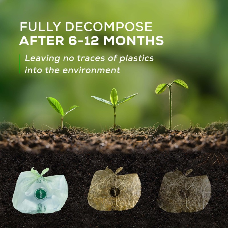 ANECO 100% Compostable Food Waste Bags 2.6 Gallon With Handles,