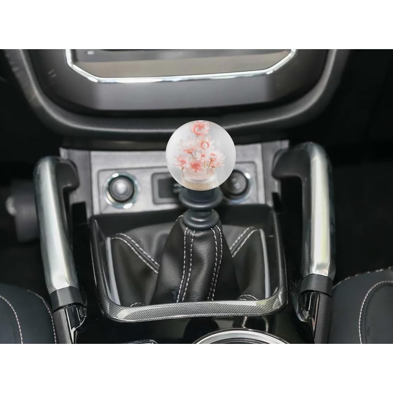 Lunsom Flower Shift Knob, Gear Stick Shifter Knob Crystal Round