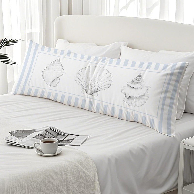 Blue Beach Coastal 20x54 Body Pillow Pillowcase Cover with Zipper