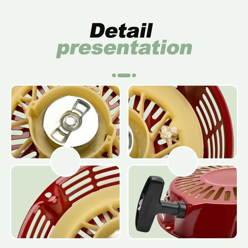 Quctaki Recoil Starter Assembly with Pull Cord Handle and Bolts