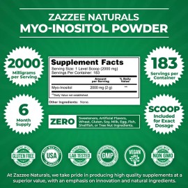 Pure Myo-Inositol Veggie Powder – PCOS Support & Hormonal Balance – Fertility & Reproductive Health – Vegan-Friendly, Non-GMO, 12.91 Oz (183 Servings)