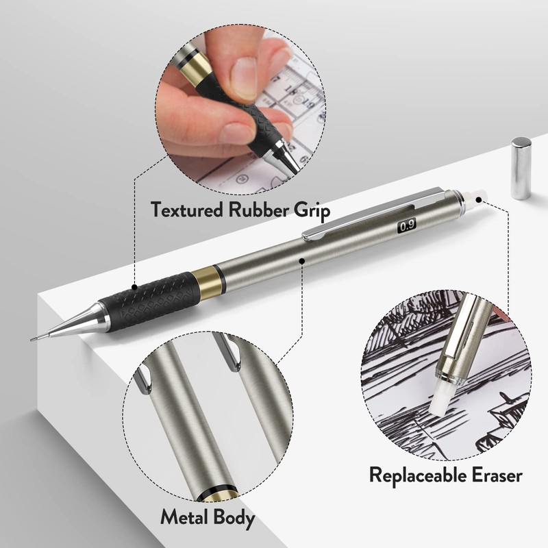 Four Candies Metal Mechanical Pencil Set - 3PCS 0.9mm Art
