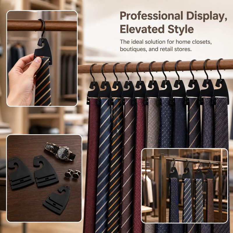 20Pcs Tie Holder Hangers Plastic Necktie Holders for Men Closet