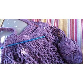 Recycled Cotton Yarn for Knitting & Crochet - 100g Ball - 100% Cotton Ecologic Yarn - Machine Wash 3ply DK Light Worsted Wool Yarn (21 Purple)