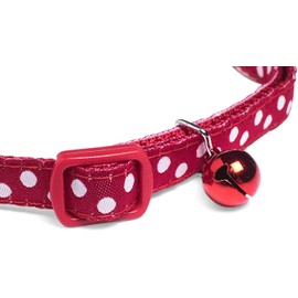 Cat Collar with Bell Red Pokka Dots Quick Release Safety Collars for Kittens and Cats Adjustable 20cm to 34cm Suitable for Most Domestic Cats (Red)
