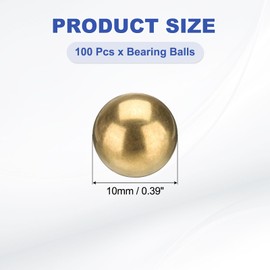 sourcing map 100 Pcs Bearing Balls, 10mm Diameter H62 Precision Solid Brass Bearing Balls Industrial Brass Ball Spheres for Machinery, Automotive, and DIY