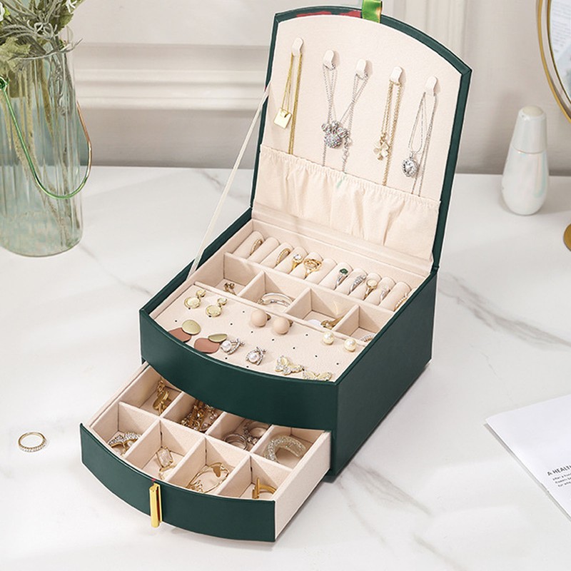 Jewelry Box Double Layer Multifunction High Capacity Jewelry Storage Case