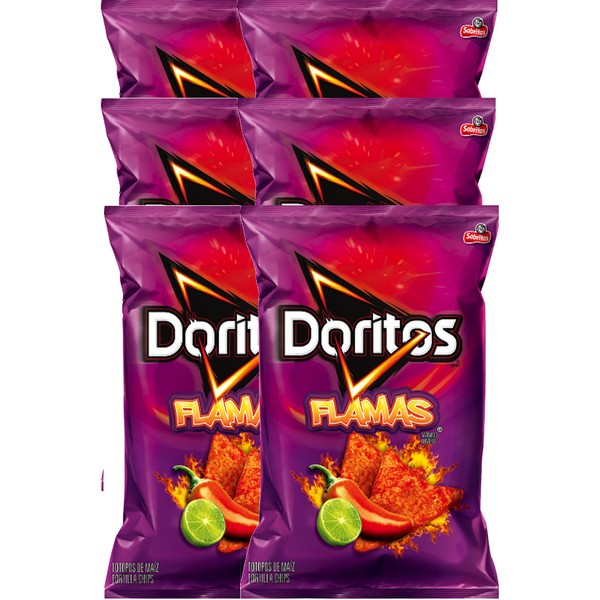 Doritos Flamas Flavored Tortilla Chips Net Wt 10 Oz Snack Care Package (6)