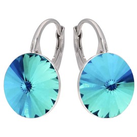 Rivoli Earrings 925 Silver with Austrian Zirconia - Perfect Jewellery for Women and Girls - Drop Earrings as a Ladies and Girls Gift, Silver, Crystal