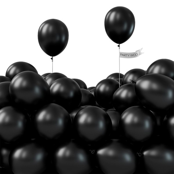 PartyWoo Black Balloons 50pcs 5 Inch Black Matte Latex Helium