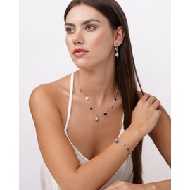 Dada Gioielli - Sea Blue 6 Star Capri Style Bell Bracelet Silver Stainless Steel Chain 20cm Adjustable to 17cm Ideal for Women, One size, Stainless Steel, No Gemstone