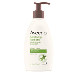 Aveeno Aveeno Positively Radiant Brightening Facial Cleanser for Sensitive Skin, Targets Dull Skin, Moisture Rich Soy Extract, Non-Comedogenic, Oil- & Soap-Free, Hypoallergenic, 11 Fl. Oz