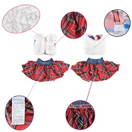 E-TING Santa Clothing Fluffy Vest+ Plaid Skirt for elf Doll Christmas Decoration