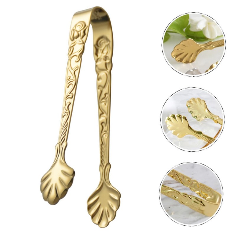 Alipis 2pcs Mini Stainless Steel Ice Cube Tongs Serving Tongs