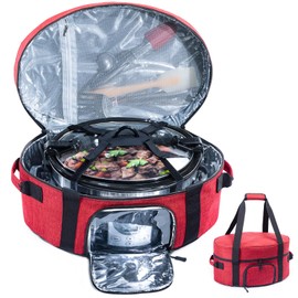 Insulated Slow Cooker Carrying Bag for 6-8 Quart CrockPot and Hamilton Beach Slow Cooker with See-thought Window, Portable Carrier Case with Adjustable Band and Accessory Pocket