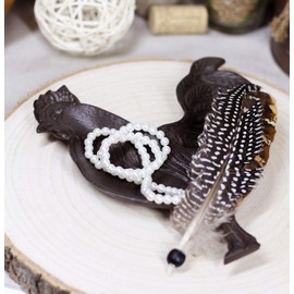 Ebros Gift 7.5" Wide Country Farm Rooster Chicken Cast Iron Metal Utility Coins Keys Knick Knacks Tray Dish Cutout Western Rustic Vintage Farmhouse Cottage Decorative Desktop Countertop Shelf Accent