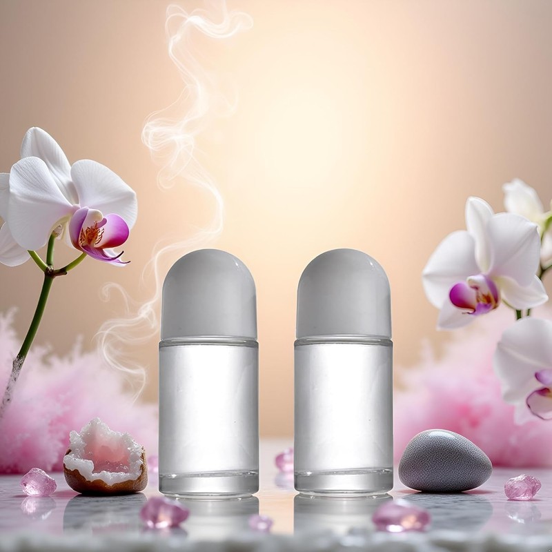 YuanHolumid 2Pcs White 50ML Glass Empty Roller Bottles with Plastic