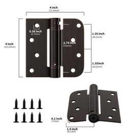 goldenwarm 3pack Oil Rubbed Bronze Door Hinges 4 Inch Self Closing Spring Door Hinge with Square & 5/8" Radius Corners - Adjustable Door Closing, Residential & Heavy-Duty Door Hardware