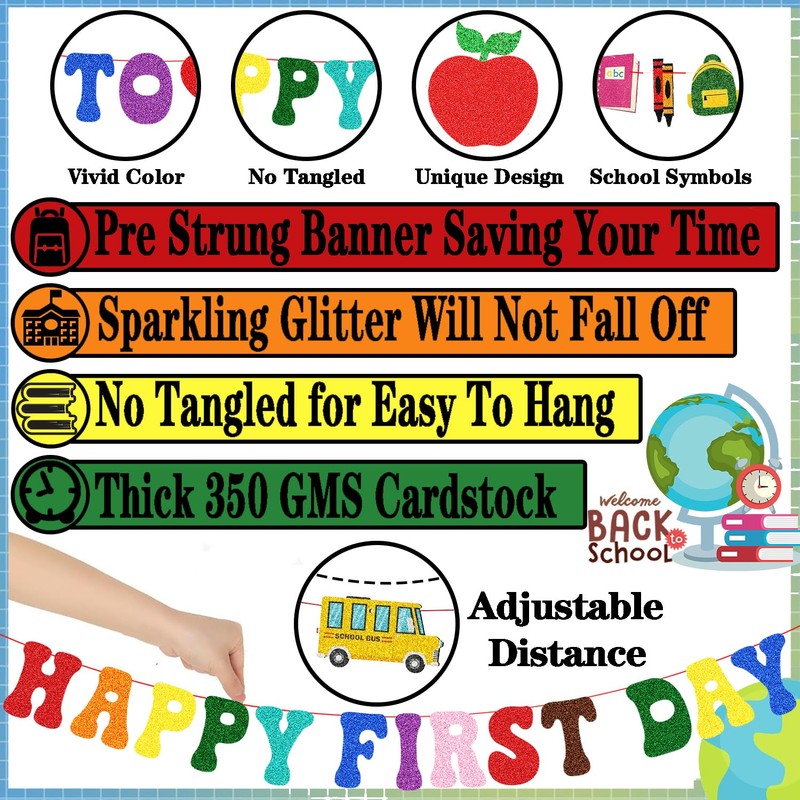 Happy First Day Back To School Banner Decorations for Home