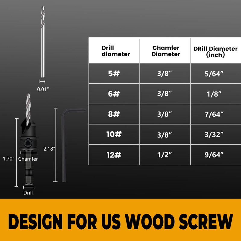 MulWark Countersink Drill Bit Set, 11 PCS Counter Sink Drill