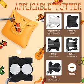 LZFAN Golf Club Head Cover Golf Head Cover Driver Headcover Mallet Putter Club Head Cover（Guitar Ghost）