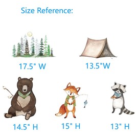 Large Camping Wall Decals Peel and Stick for Kids Bedroom Bathroom,Camping Themed Wall Decal Stickers,Camping Nursery Decor,Camping Themed Decor for Classroom