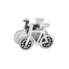 Quiges 925 Sterling Silver 3D Vertical Dutch Bicycle Charm Bead, enamel