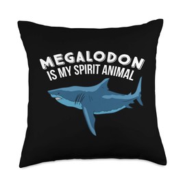 Megalodon Is My Spirit Animal Funny Megalodon Throw Pillow