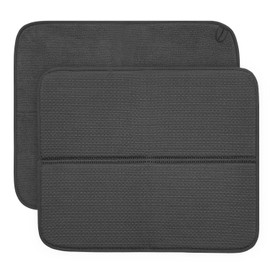 RECYCO Drying Mat, Water Absorbing Sheet, Antibacterial, Absorbent, Quick-Drying Mat, Sponge, Drainage Mat, 14.2 x 17.7 inches (36 x 45 cm), Gray, Reversible, Washable Dish Drying Mat, Hangable,