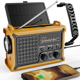 Emergency Hand Crank Weather Radio – Oversize Solar Panel, AM/FM/NOAA, Flashlight, Reading Lamp, SOS Alarm – Portable Survival Radio for Camping,Hurricanes, Storms, Power Outage