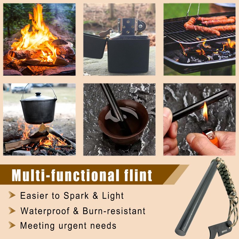 VVAAGG Flint and Steel Fire Starter Kit Survivor, 3/8 inch