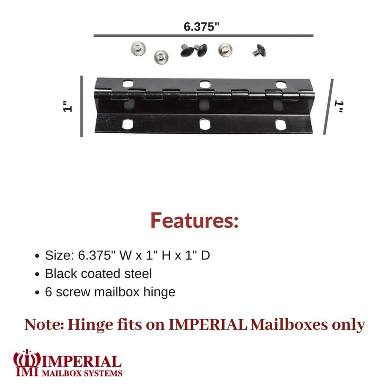 Imperial Mailbox Systems Door Hinge Size 6 Screw Holes Black