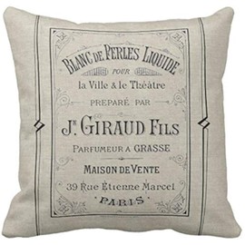 Emvency Throw Pillow Cover Vintage Advertisement French Perfume Ad Paris France Chic Decorative Pillow Case Home Decor Square 24 x 24 Inch Pillowcase