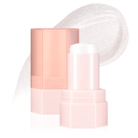 DAGEDA Shiny Jelly Highlighter Stick, Body Glitter Stick for Lips Cheeks Eyes,High-gloss Shimmering, Long-lasting Highlighter Pen for Daily Festival Makeup, 02 Moonlight