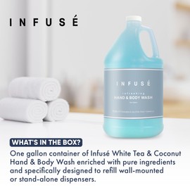 1-Shoppe All-in-Kit Hand/Body Wash | Infuse White Tea & Coconut Hotel | 1 Gallon | For Hospitality & Vacation Rentals to Refill Dispensers | (Single Gallon)