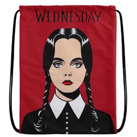 EZB Wednesday Drawstring Bag | 36x30cm Midi Sized Backpack | Multi-Use: Sports Kits, PE Kits, Gym, Lunch, Holiday, Beach, Pump Bag | Wednesday Red Bag