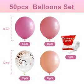 Lifritual 50Pcs 12 Inch Latex Balloons - Vintage rose, Light skin tone, Matte white, Metallic rose gold, Rose gold confetti for Wedding, Birthday, Baby Shower Decorations, Party Supplies, Anniversary