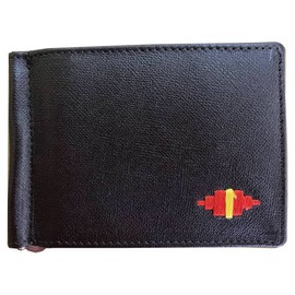 Carlos Diaz Designer Mens Womens Unisex Black Soft Leather Embroidered Card Holder Wallet with Money Clip