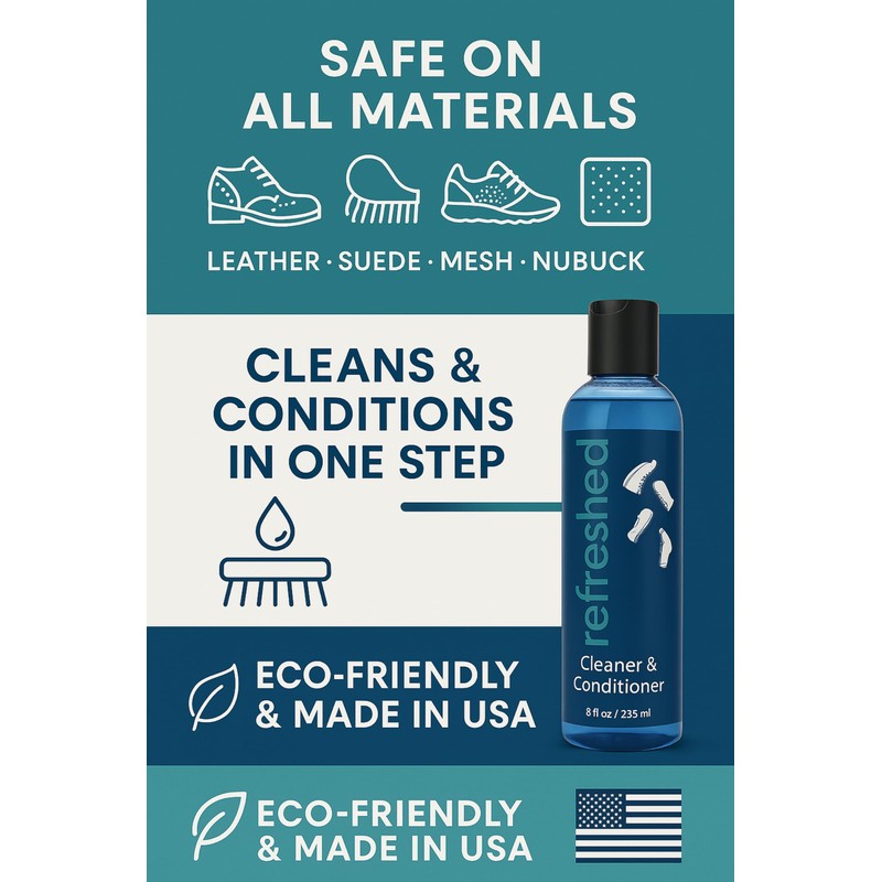 Refreshed Shoe Cleaner & Conditioner | 1x Cleaning Solution, 1x