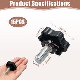 tiyiyok 15 Stück Sterngriffmutter, Flügelmutter M8 x 30mm, Sterngriffschraube, Schrauben, Rändelschraube, für Mechanik, Ausrüstung, Möbel, Industrie, Werkzeugmaschinen