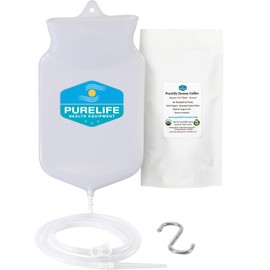 Purelife Coffee Enema Kit - 2 Qt Silicone Enema Bag, 1 LB Enema Coffee for Home Liver Cleanse, Lab Tested, Mycotoxin-Free